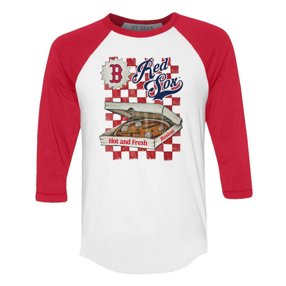 MLB Boston Red Sox Tiny Turnip Women's Pizza 3/4-Sleeve Raglan Baseball T-Shirt
