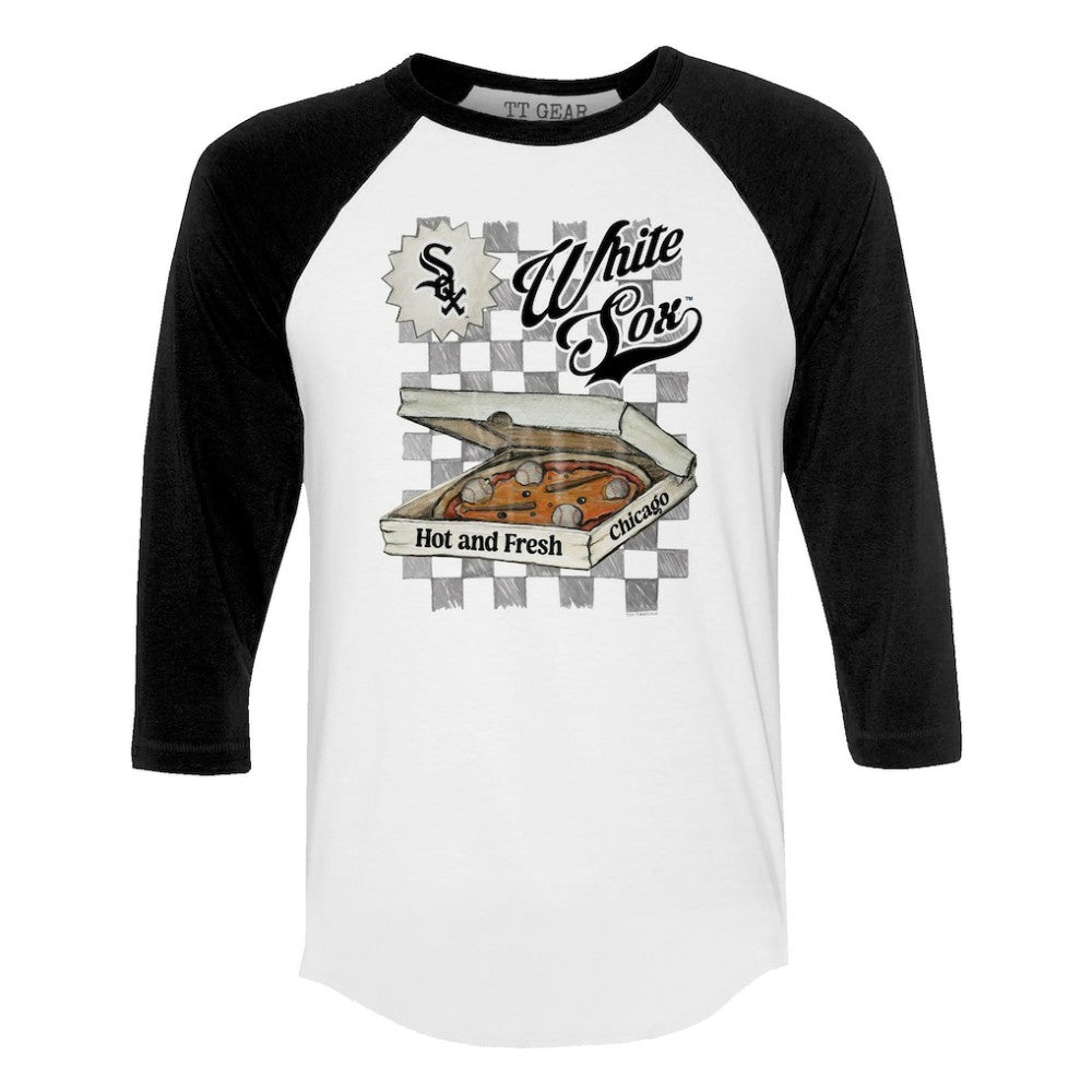 MLB Chicago White Sox Tiny Turnip Women's Pizza 3/4-Sleeve Raglan Baseball T-Shirt