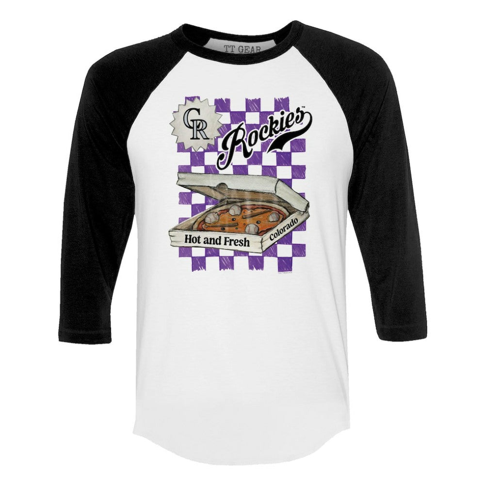 MLB Colorado Rockies Tiny Turnip Women's Pizza 3/4-Sleeve Raglan Baseball T-Shirt