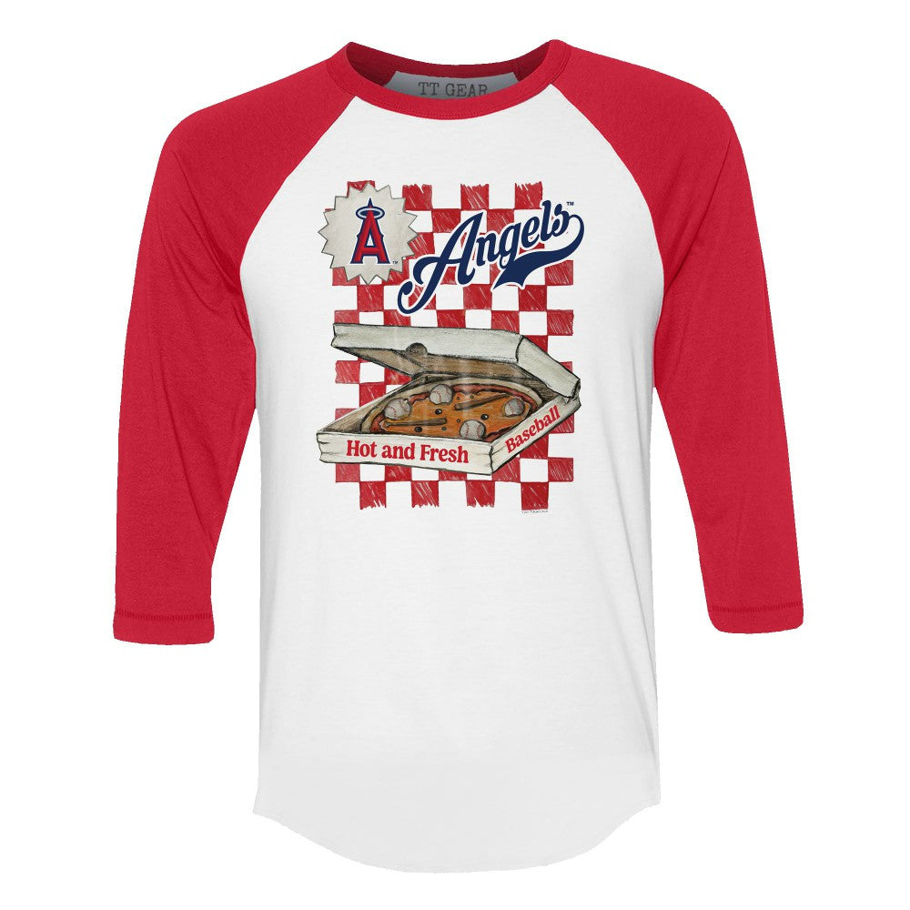 MLB Los Angeles Angels Tiny Turnip Women's Pizza 3/4-Sleeve Raglan Baseball T-Shirt