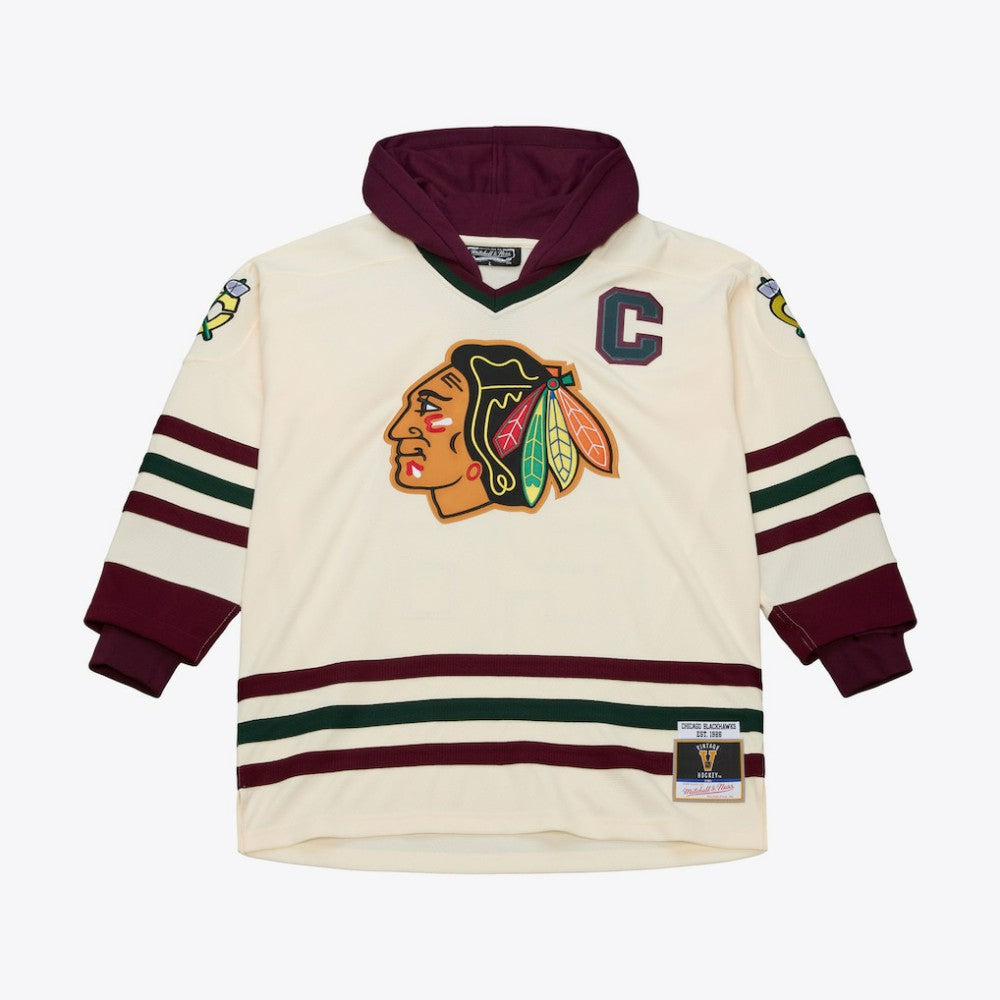 NHL Cream Chicago Blackhawks Mitchell & Ness x Just Don Jersey Hoodie