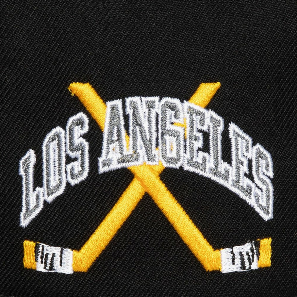 NHL Black Los Angeles Kings Mitchell & Ness x Just Don Wave Script Pro Strapback Hat