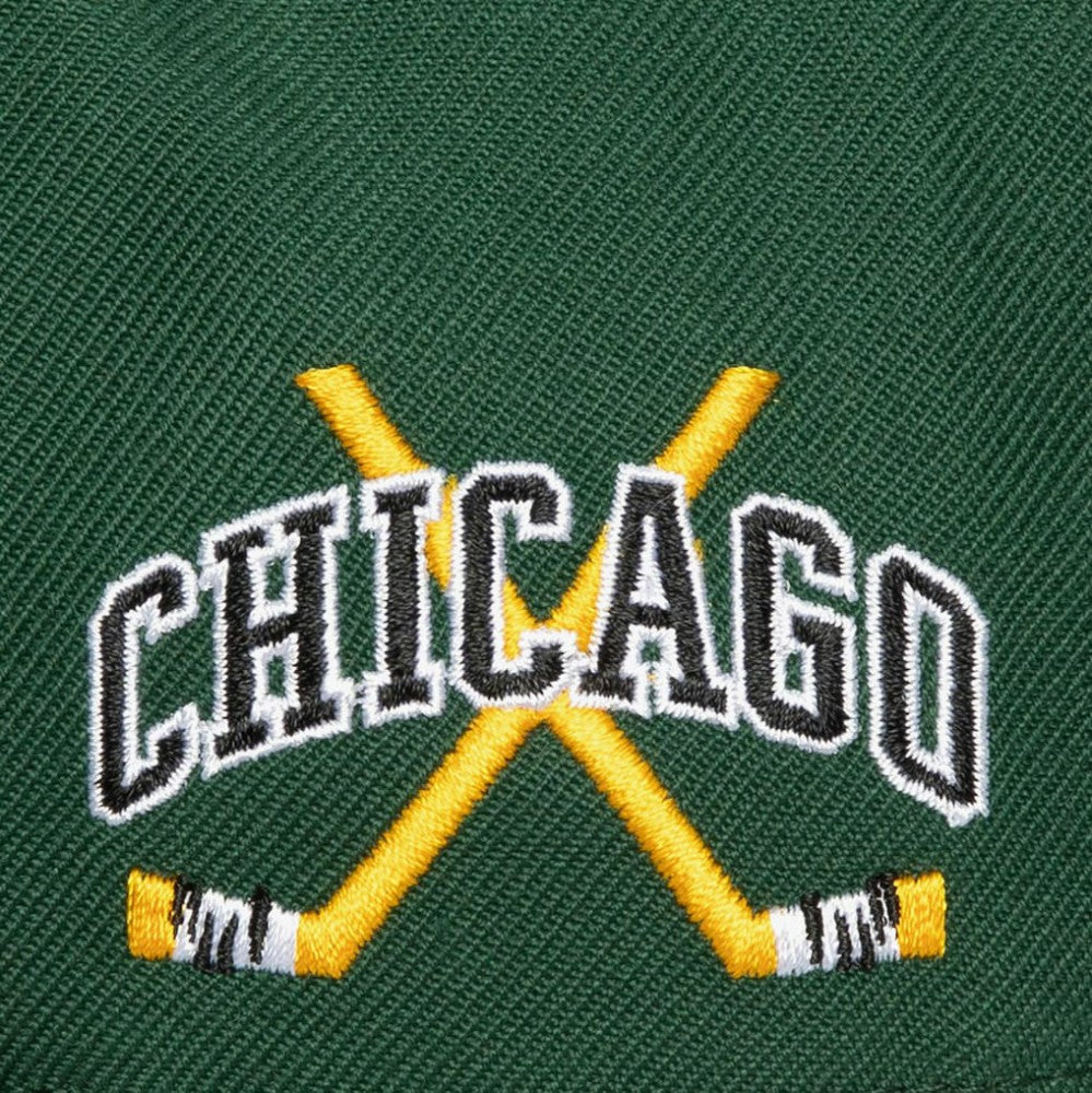 NHL Green/Black Chicago Blackhawks Mitchell & Ness x Just Don Wave Script Pro Strapback Hat