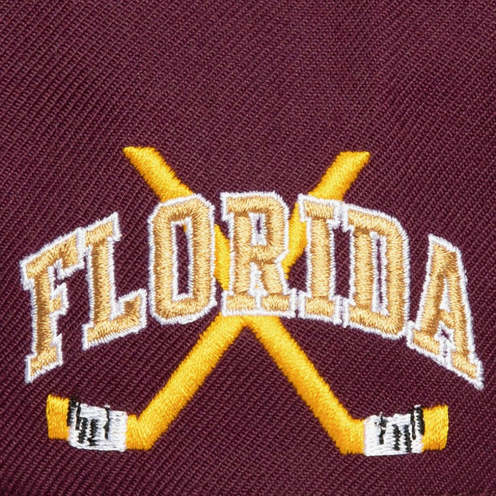 NHL Maroon Florida Panthers Mitchell & Ness x Just Don Wave Script Pro Strapback Hat