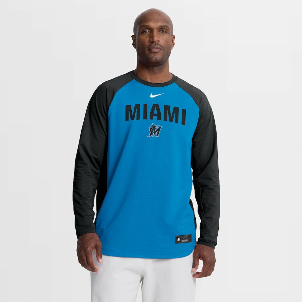 MLB Miami Marlins Nike Authentic Collection Raglan Dri-FIT Sweatshirt
