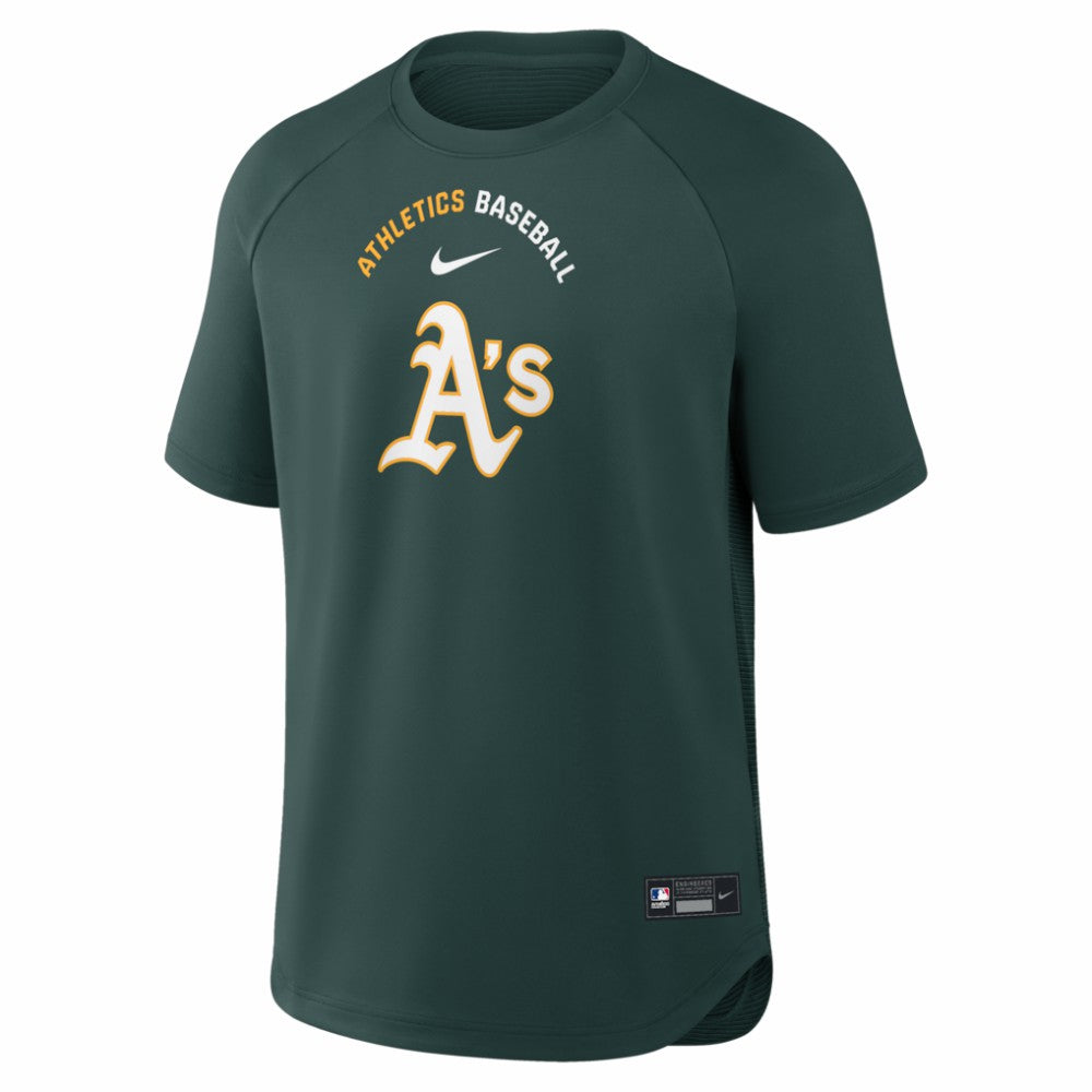 MLB Athletics Nike Authentic Collection Batting Practice Pre-Game Raglan Dri-FIT Top