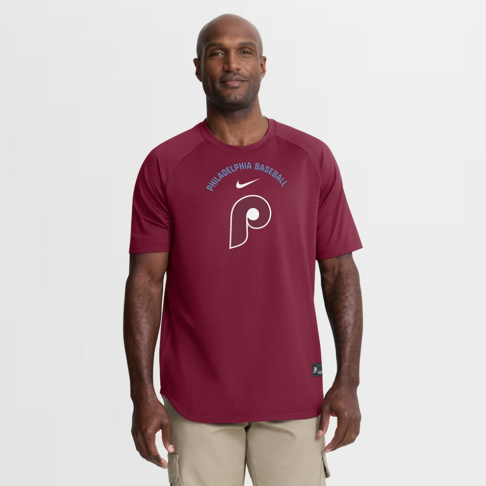 MLB Philadelphia Phillies Nike Authentic Collection Batting Practice Pre-Game Raglan Dri-FIT Top