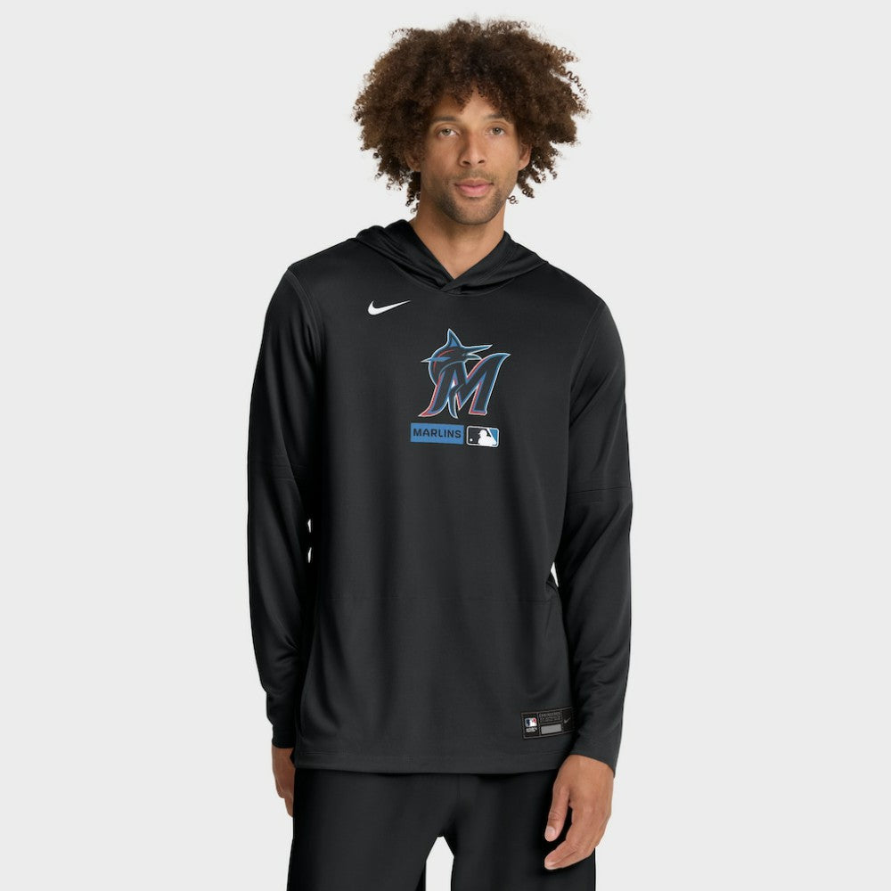 MLB Miami Marlins Nike Authentic Collection Dri-FIT Long Sleeve Hooded T-Shirt