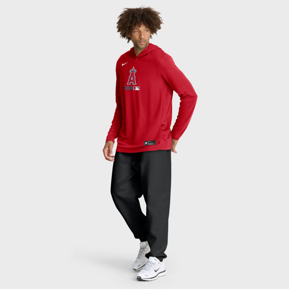MLB Los Angeles Angels Nike Authentic Collection Dri-FIT Long Sleeve Hooded T-Shirt