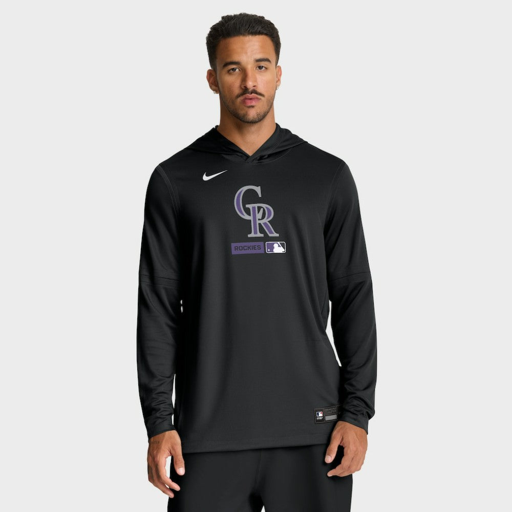 MLB Colorado Rockies Nike Authentic Collection Dri-FIT Long Sleeve Hooded T-Shirt