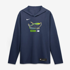 MLB Tampa Bay Rays Nike Authentic Collection Dri-FIT Long Sleeve Hooded T-Shirt