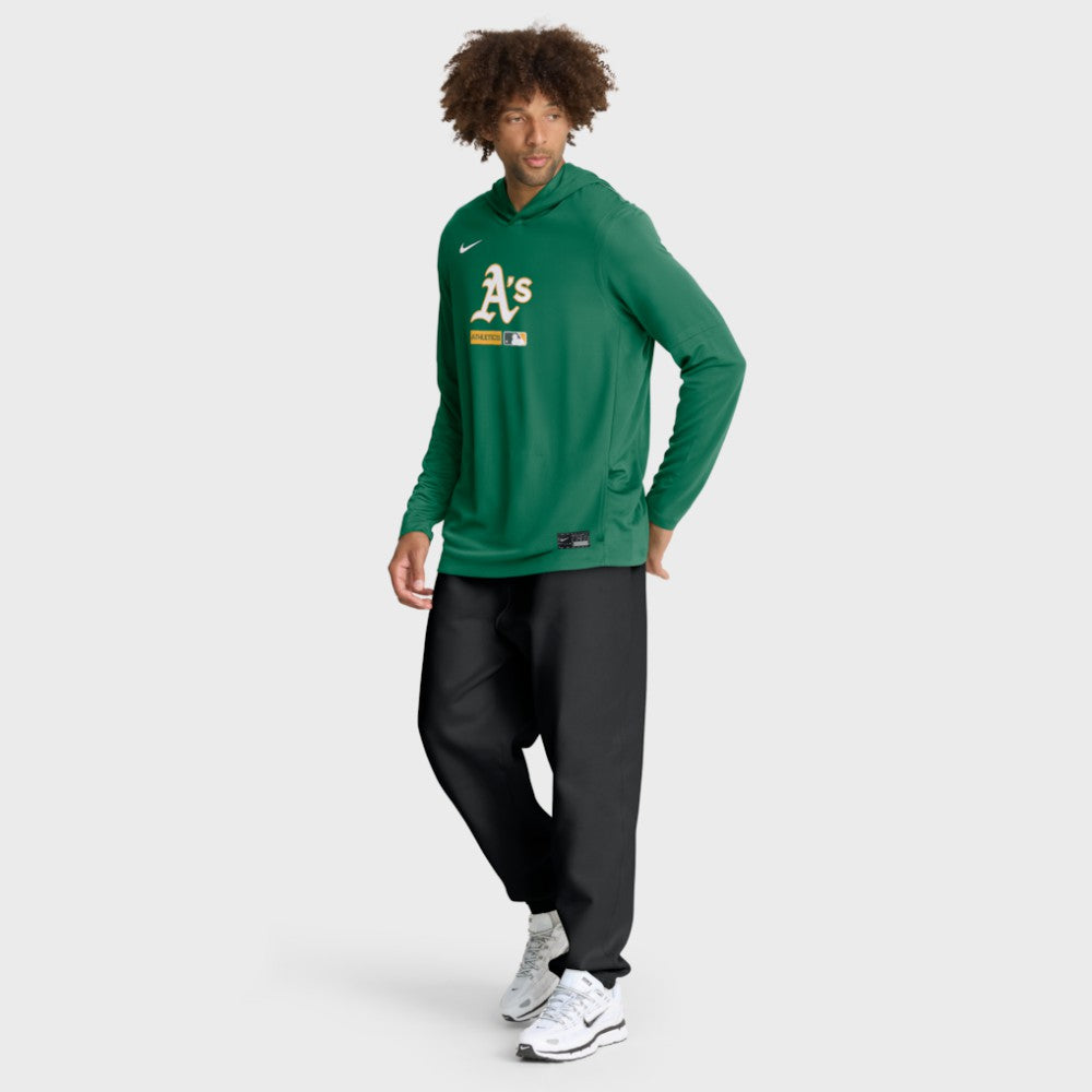 MLB Athletics Nike Authentic Collection Dri-FIT Long Sleeve Hooded T-Shirt