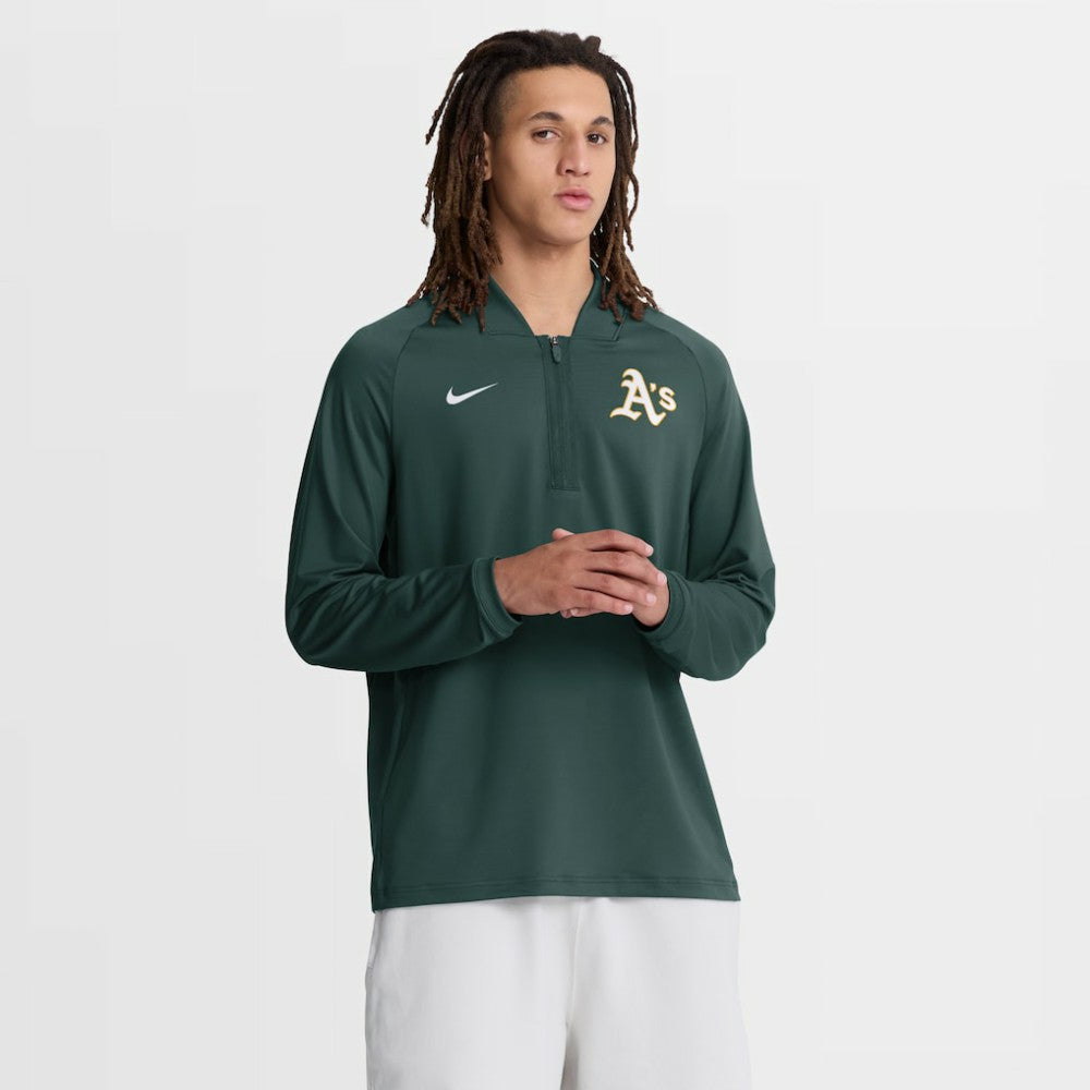 MLB Athletics Nike Authentic Collection Dri-FIT Raglan Half-Zip Pullover