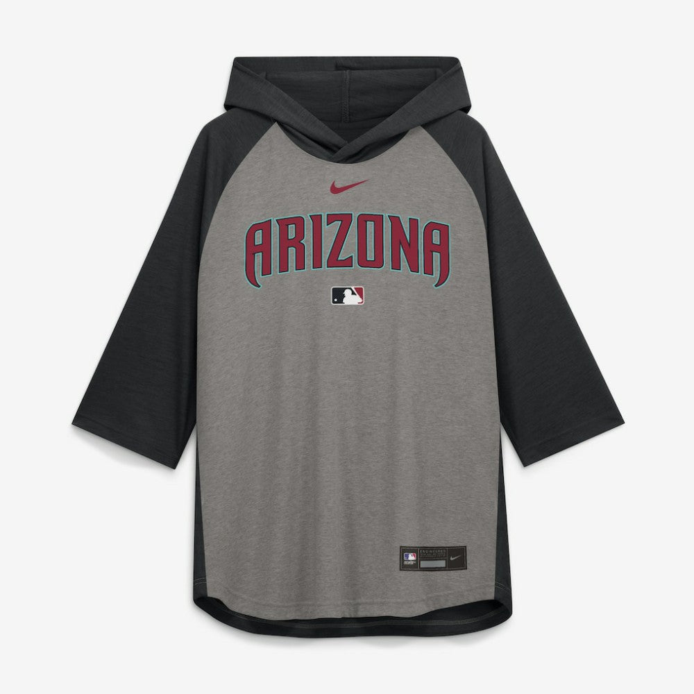 MLB Arizona Diamondbacks Nike Authentic Collection Flux Dri-FIT Raglan 3/4-Sleeve Hooded T-Shirt