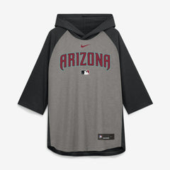 MLB Arizona Diamondbacks Nike Authentic Collection Flux Dri-FIT Raglan 3/4-Sleeve Hooded T-Shirt