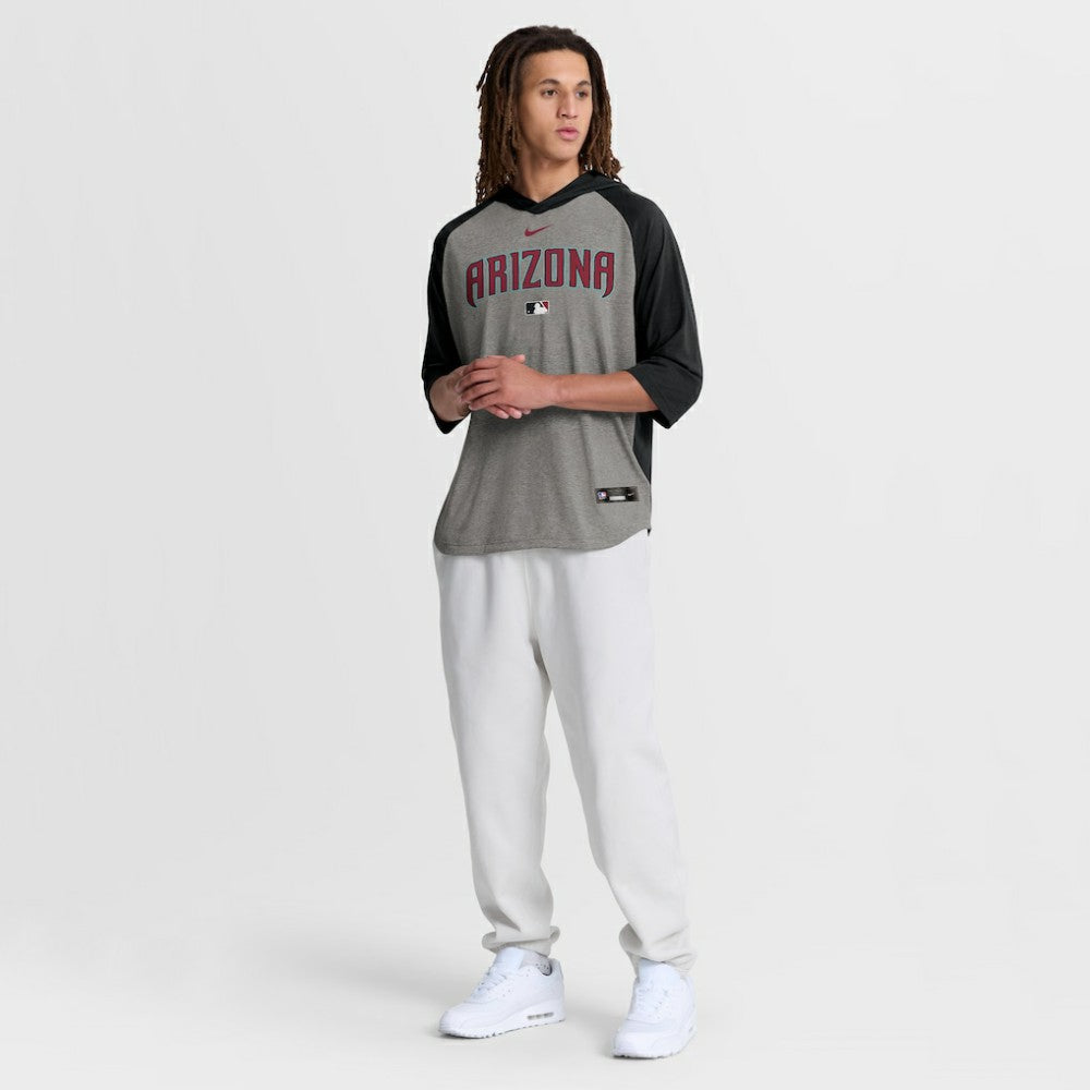 MLB Arizona Diamondbacks Nike Authentic Collection Flux Dri-FIT Raglan 3/4-Sleeve Hooded T-Shirt