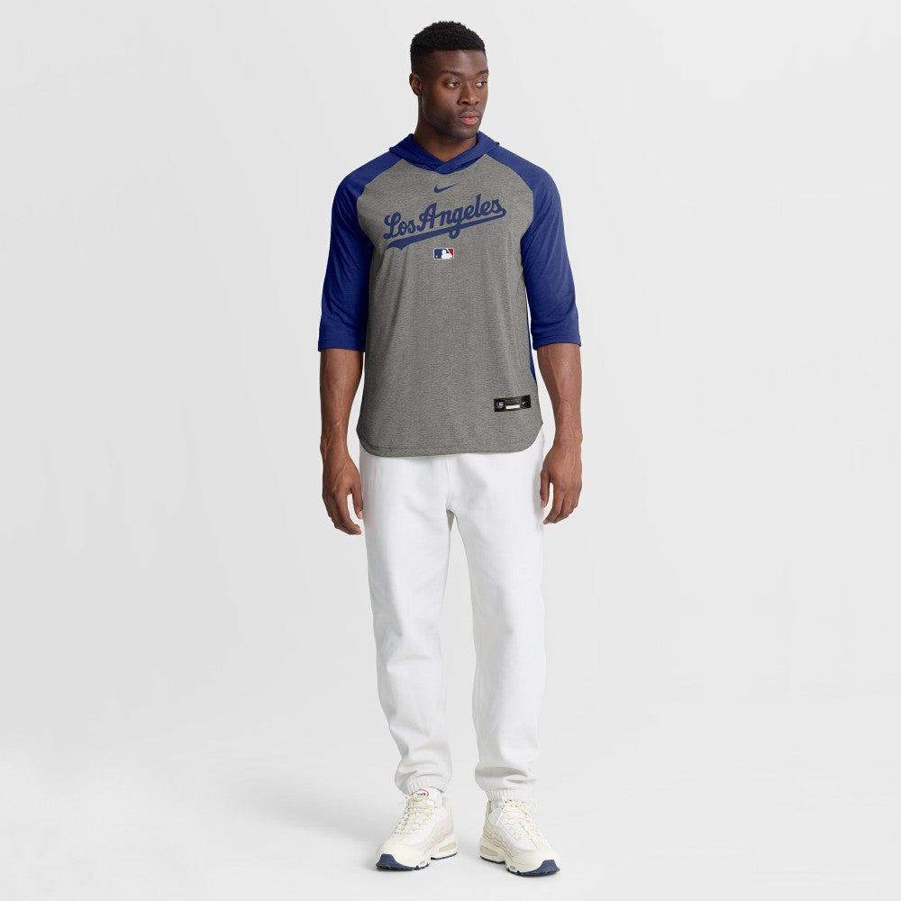 MLB Los Angeles Dodgers Nike Authentic Collection Flux Dri-FIT Raglan 3/4-Sleeve Hooded T-Shirt