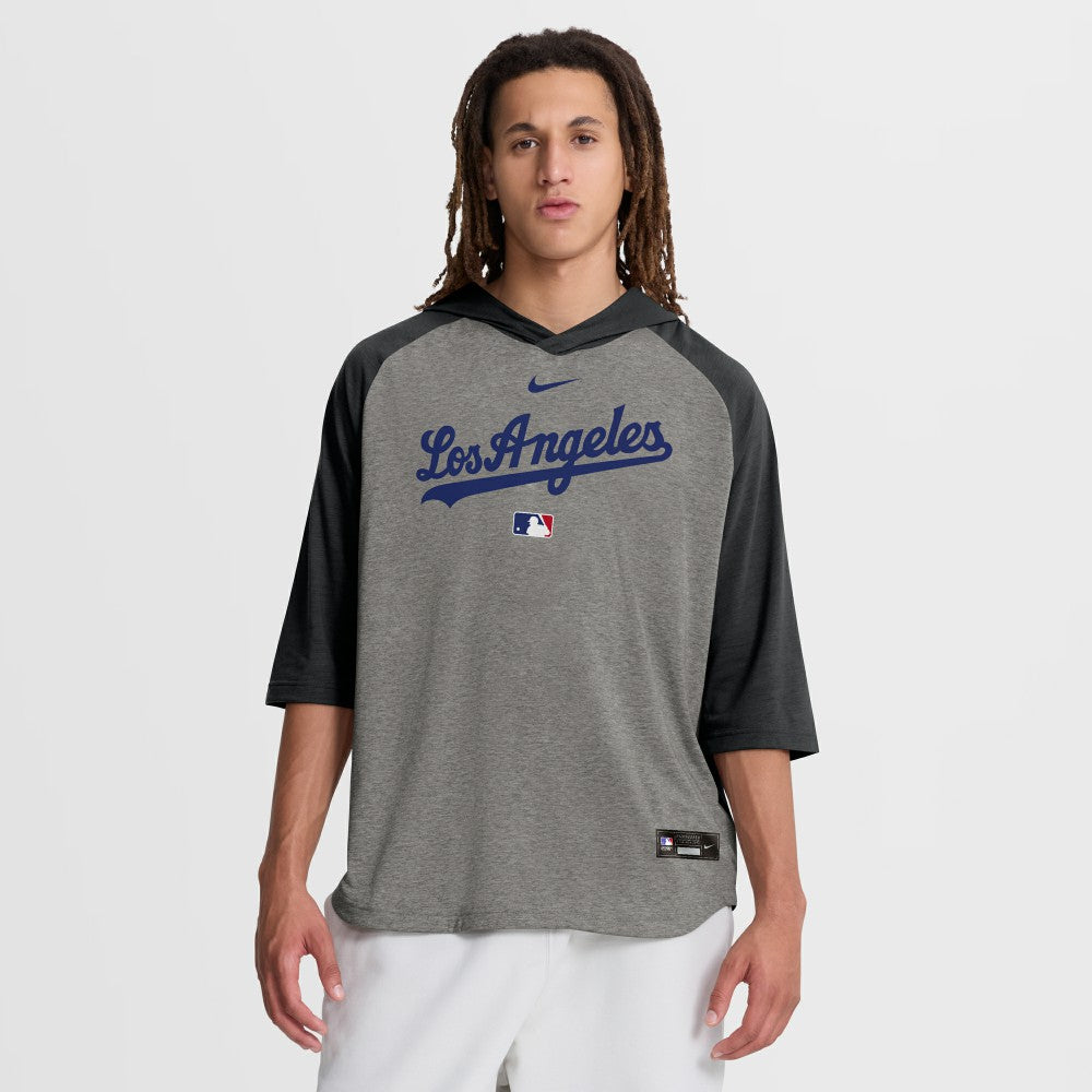 MLB Los Angeles Dodgers Nike Authentic Collection Flux Dri-FIT Raglan 3/4-Sleeve Hooded T-Shirt