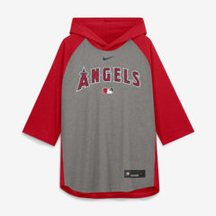 MLB Los Angeles Angels Nike Authentic Collection Flux Dri-FIT Raglan 3/4-Sleeve Hooded T-Shirt