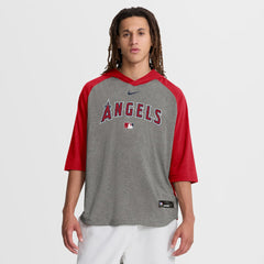 MLB Los Angeles Angels Nike Authentic Collection Flux Dri-FIT Raglan 3/4-Sleeve Hooded T-Shirt