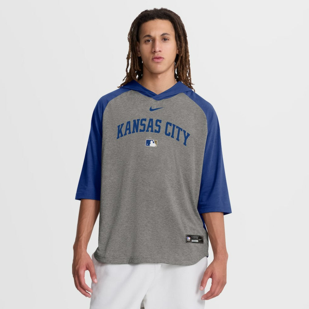 MLB Kansas City Royals Nike Authentic Collection Flux Dri-FIT Raglan 3/4-Sleeve Hooded T-Shirt