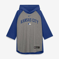 MLB Kansas City Royals Nike Authentic Collection Flux Dri-FIT Raglan 3/4-Sleeve Hooded T-Shirt