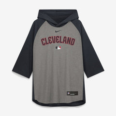 MLB Cleveland Guardians Nike Authentic Collection Flux Dri-FIT Raglan 3/4-Sleeve Hooded T-Shirt