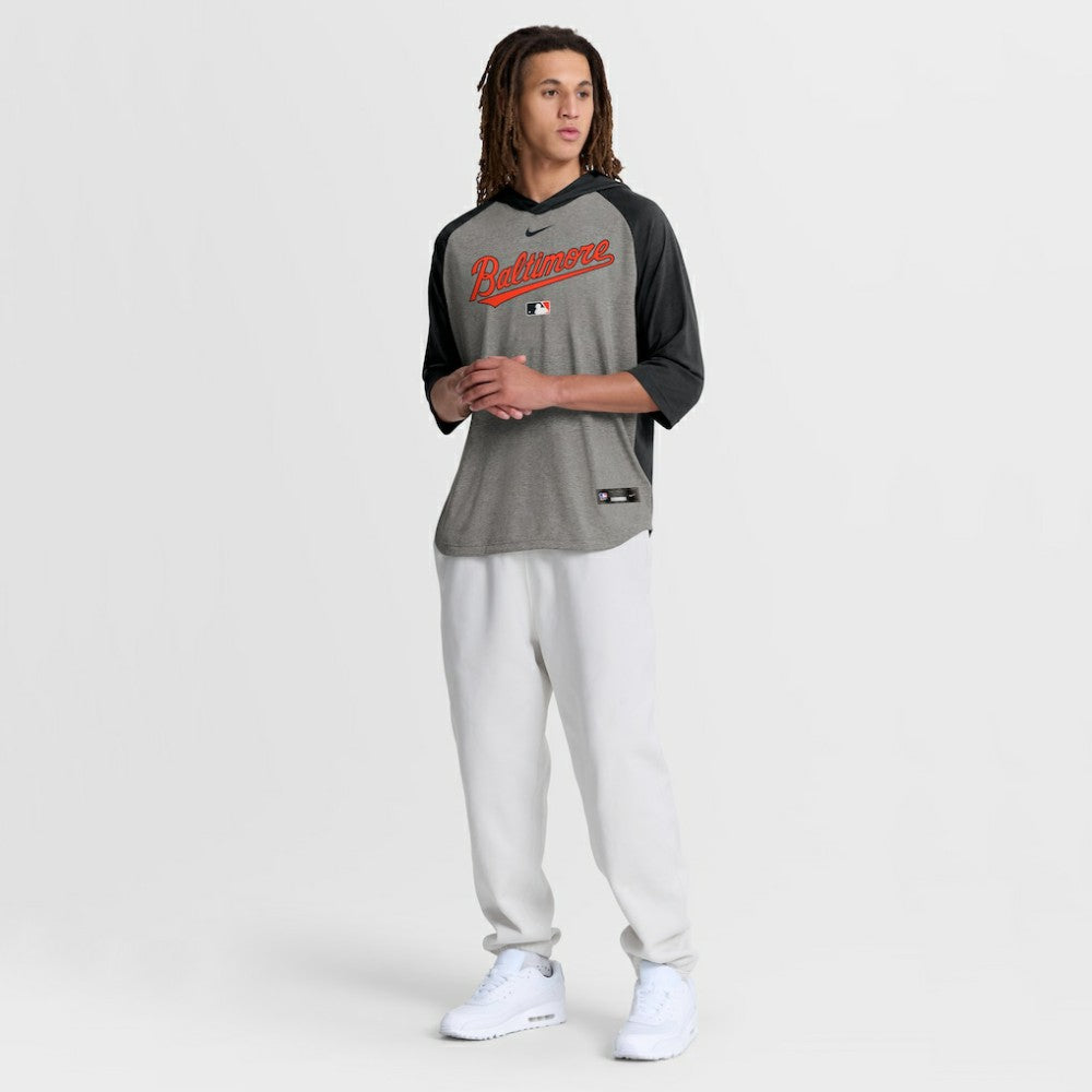 MLB Baltimore Orioles Nike Authentic Collection Flux Dri-FIT Raglan 3/4-Sleeve Hooded T-Shirt