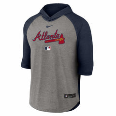 MLB Atlanta Braves Nike Authentic Collection Flux Dri-FIT Raglan 3/4-Sleeve Hooded T-Shirt