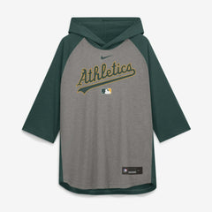 MLB Athletics Nike Authentic Collection Flux Dri-FIT Raglan 3/4-Sleeve Hooded T-Shirt