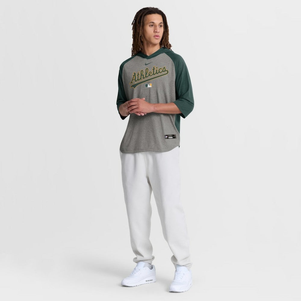 MLB Athletics Nike Authentic Collection Flux Dri-FIT Raglan 3/4-Sleeve Hooded T-Shirt