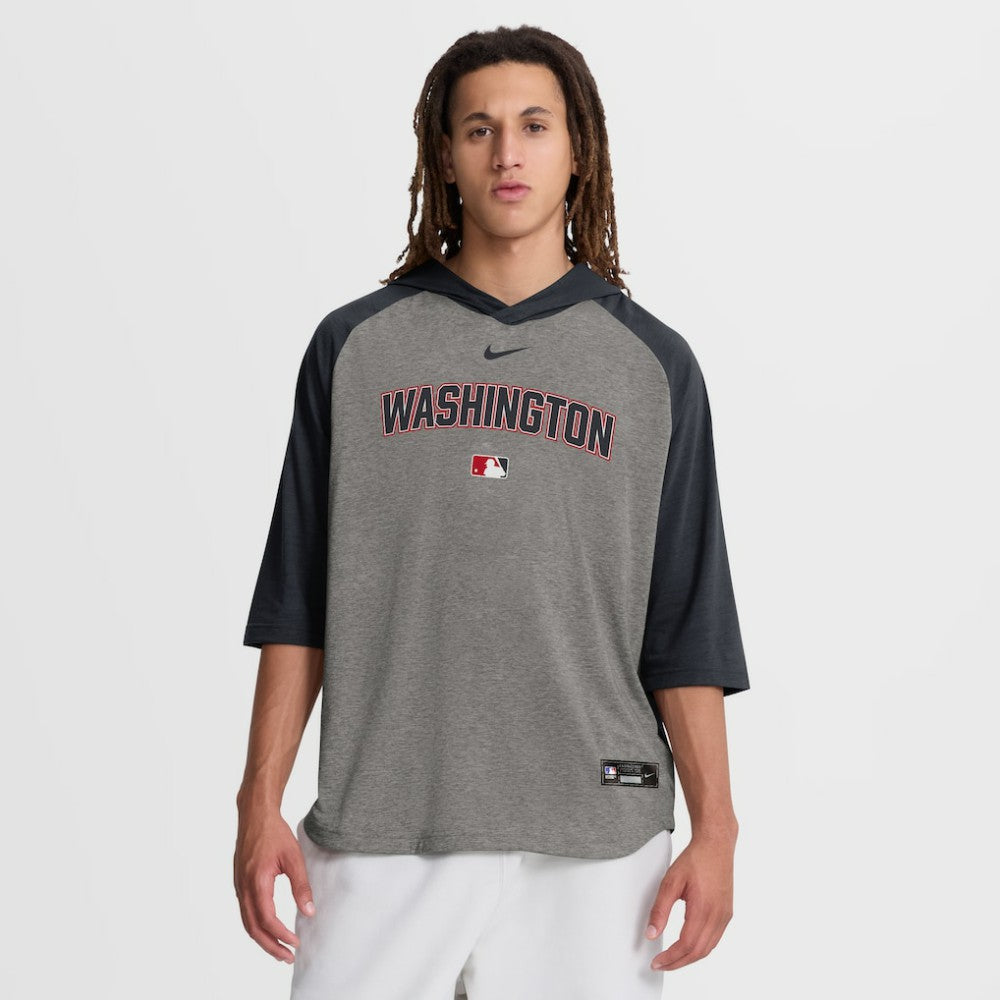 MLB Washington Nationals Nike Authentic Collection Flux Dri-FIT Raglan 3/4-Sleeve Hooded T-Shirt
