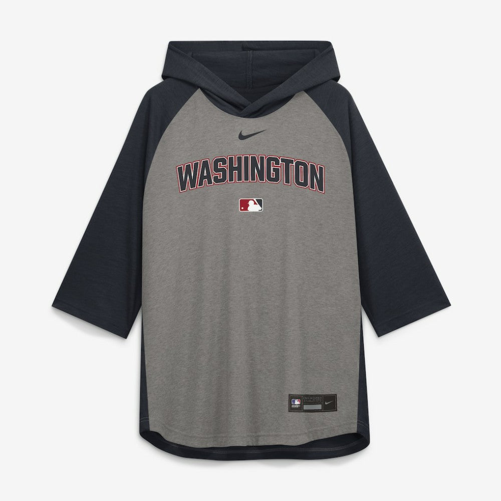 MLB Washington Nationals Nike Authentic Collection Flux Dri-FIT Raglan 3/4-Sleeve Hooded T-Shirt