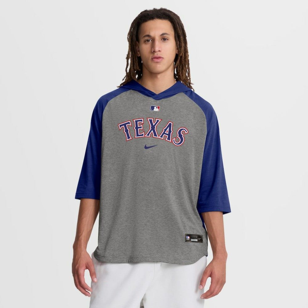 MLB Texas Rangers Nike Authentic Collection Flux Dri-FIT Raglan 3/4-Sleeve Hooded T-Shirt
