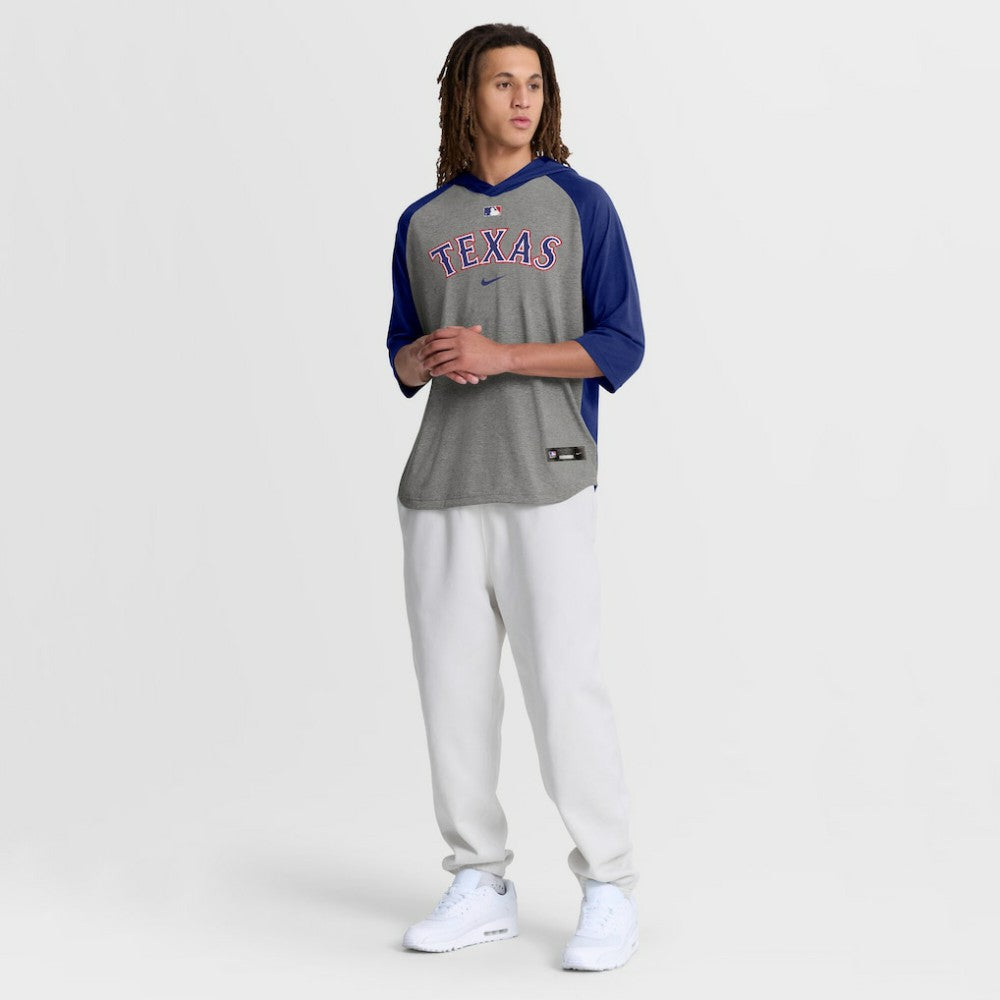 MLB Texas Rangers Nike Authentic Collection Flux Dri-FIT Raglan 3/4-Sleeve Hooded T-Shirt