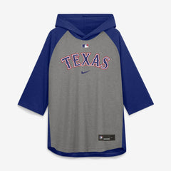 MLB Texas Rangers Nike Authentic Collection Flux Dri-FIT Raglan 3/4-Sleeve Hooded T-Shirt