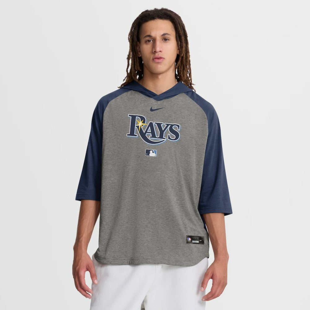 MLB Tampa Bay Rays Nike Authentic Collection Flux Dri-FIT Raglan 3/4-Sleeve Hooded T-Shirt
