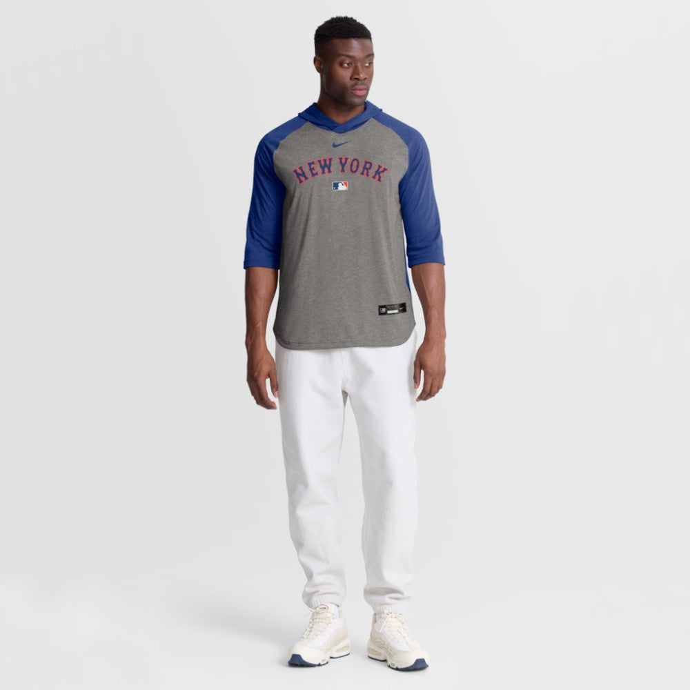 MLB New York Mets Nike Authentic Collection Flux Dri-FIT Raglan 3/4-Sleeve Hooded T-Shirt