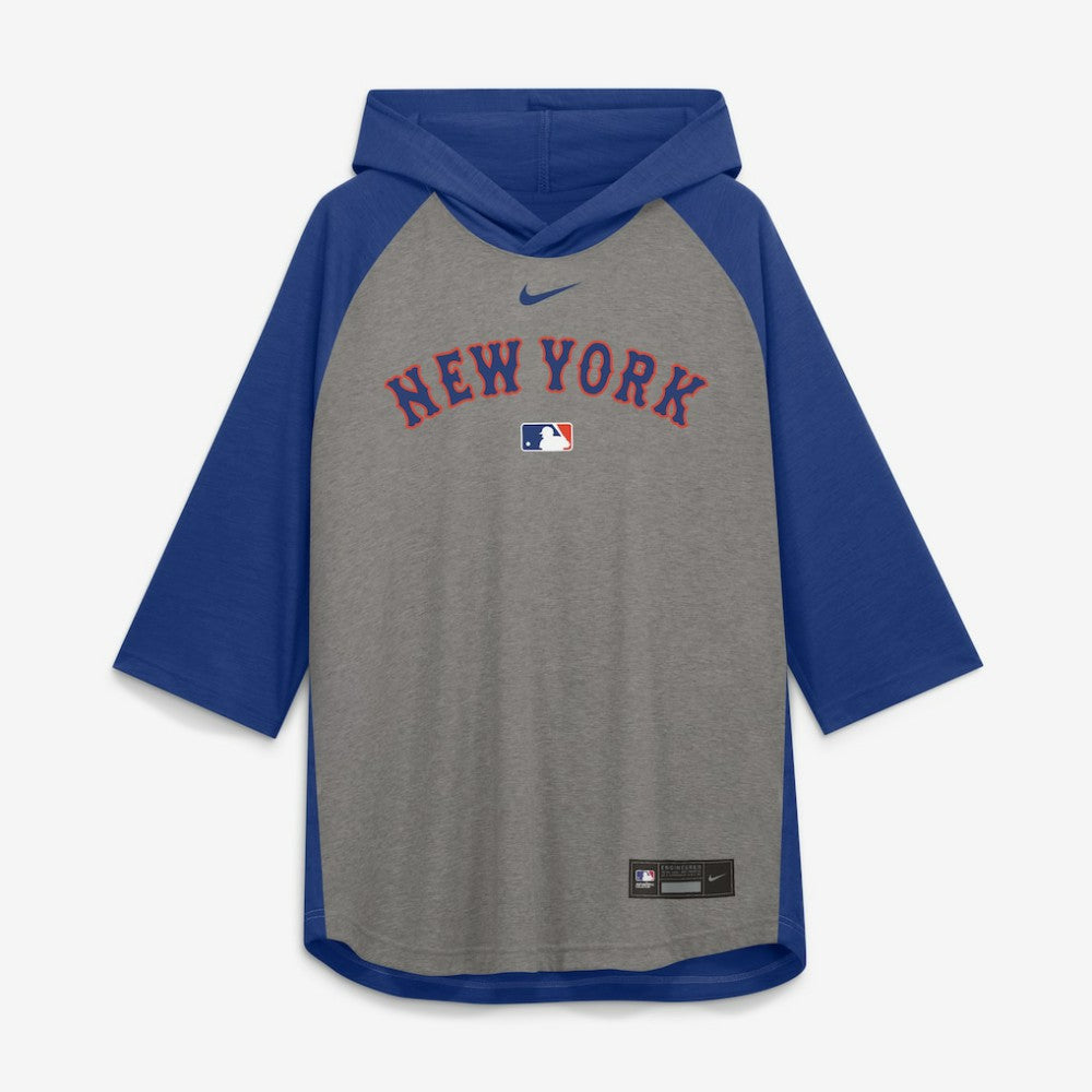 MLB New York Mets Nike Authentic Collection Flux Dri-FIT Raglan 3/4-Sleeve Hooded T-Shirt