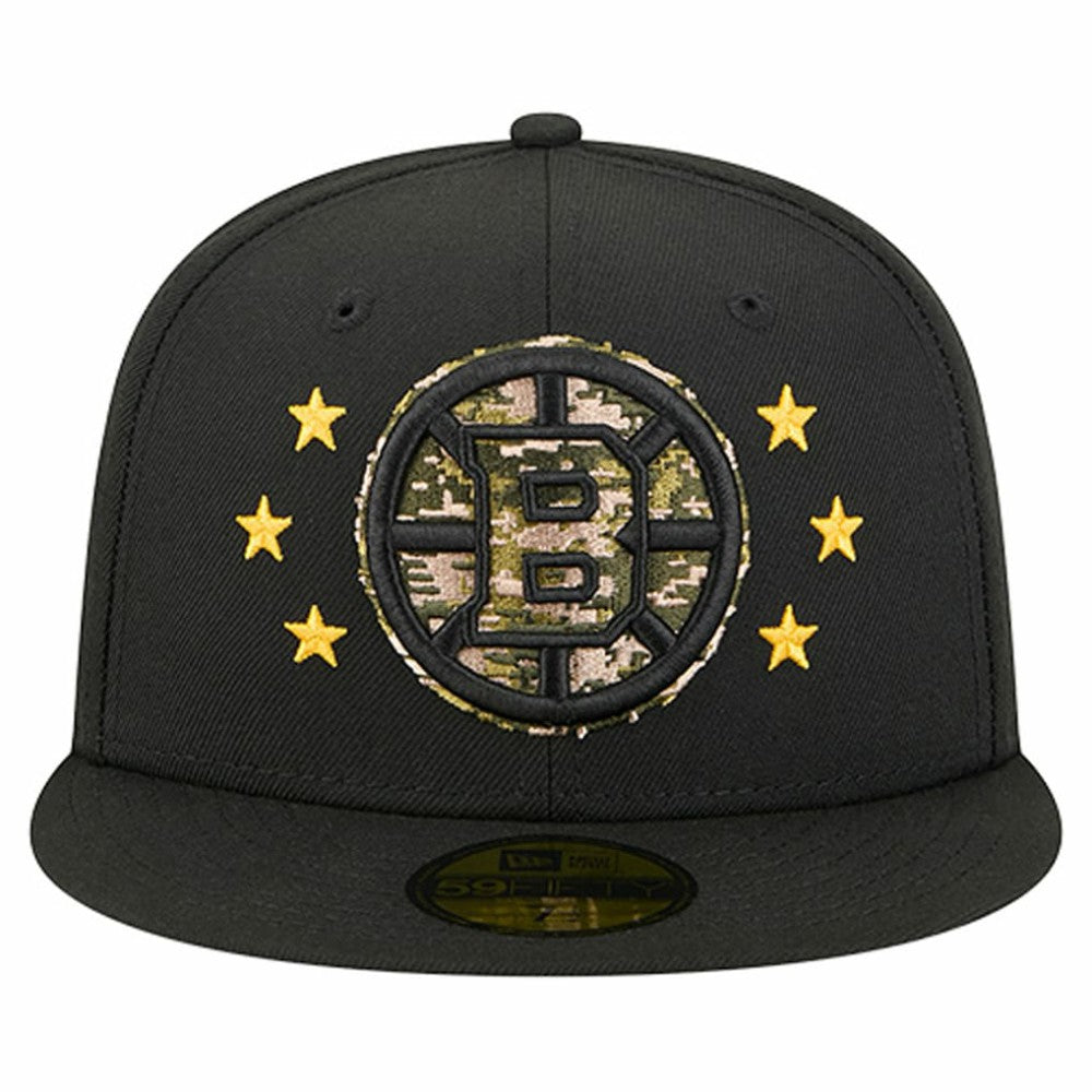 NHL Black Boston Bruins New Era Military Appreciation Digital Camo Stars 59FIFTY Fitted Hat