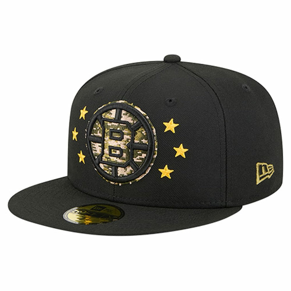 NHL Black Boston Bruins New Era Military Appreciation Digital Camo Stars 59FIFTY Fitted Hat