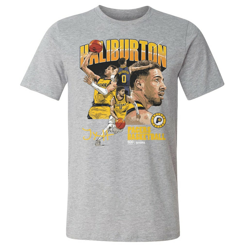 NBA Tyrese Haliburton Indiana Pacers 500 Level Collage T-Shirt