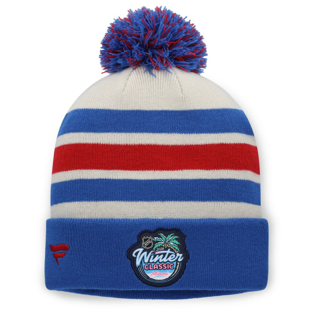 NHL Cream/Blue New York Rangers Fanatics 2026 NHL Winter Classic Cuffed Pom Knit Hat