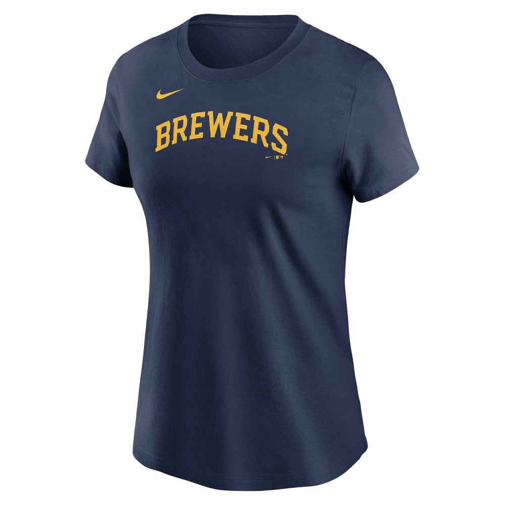 MLB Jackson Chourio Milwaukee Brewers Nike Women's Cooperstown Collection Fuse Name & Number T-Shirt