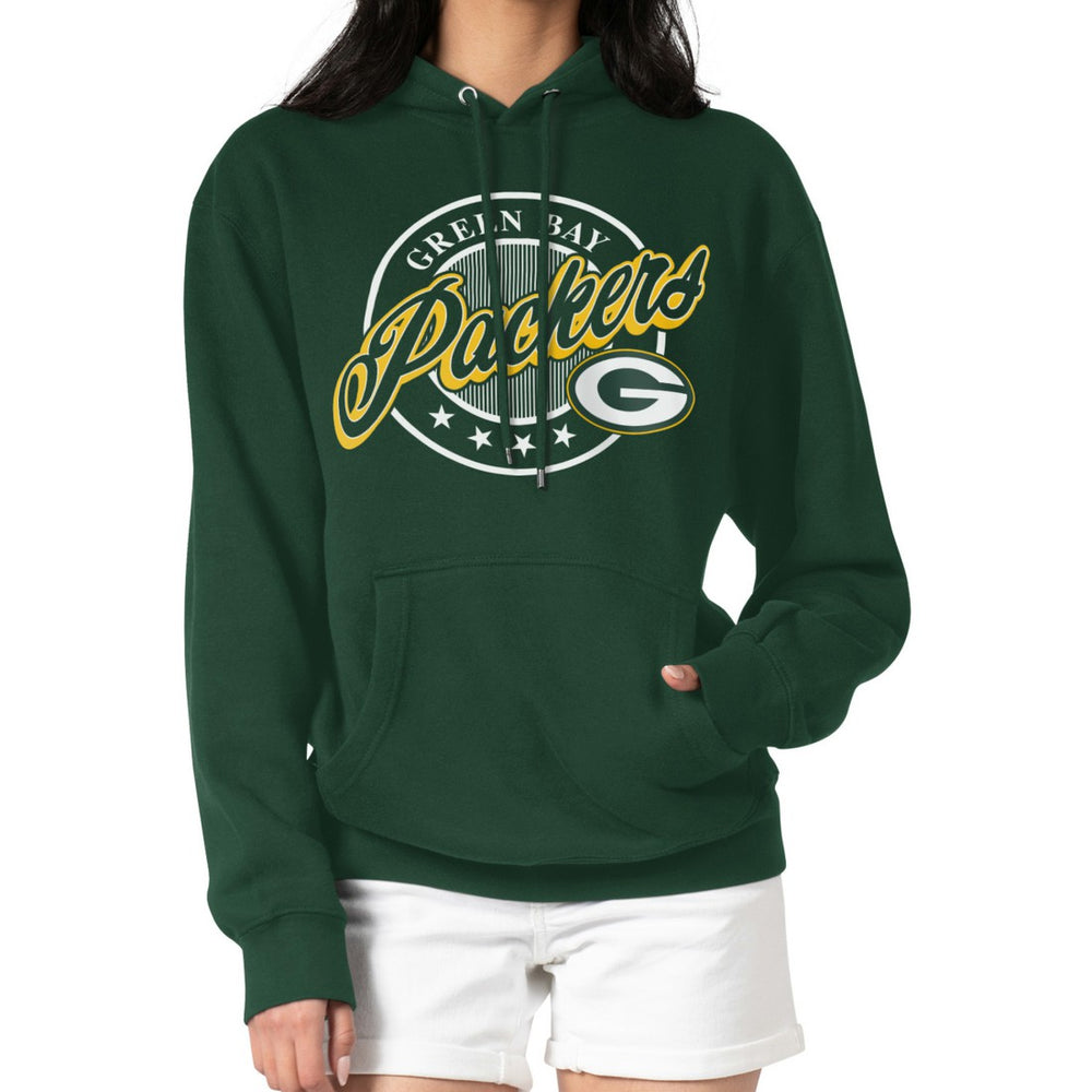 G-III 4Her by Carl Banks Women's Pinstripe Circle Fleece Pullover Hoodie - Green Bay Packers