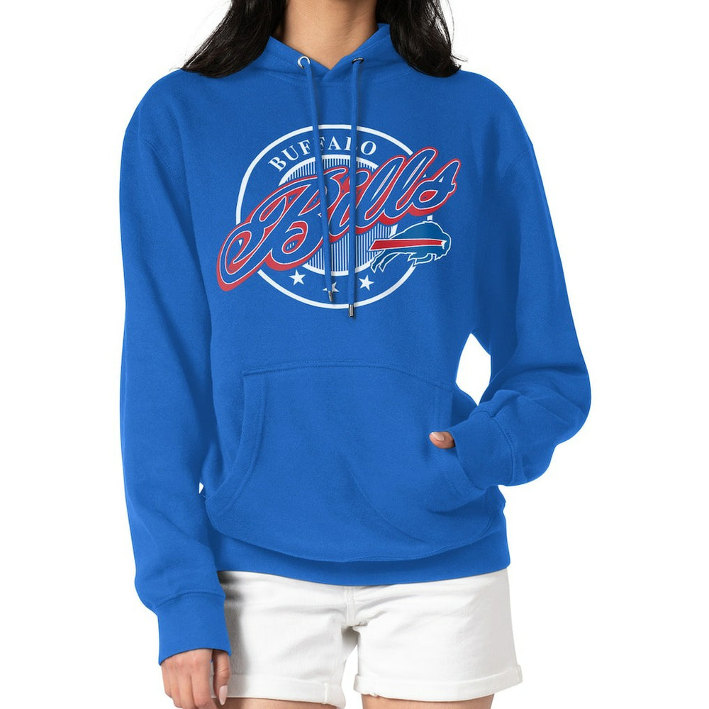 G-III 4Her by Carl Banks Women's Pinstripe Circle Fleece Pullover Hoodie - Buffalo Bills