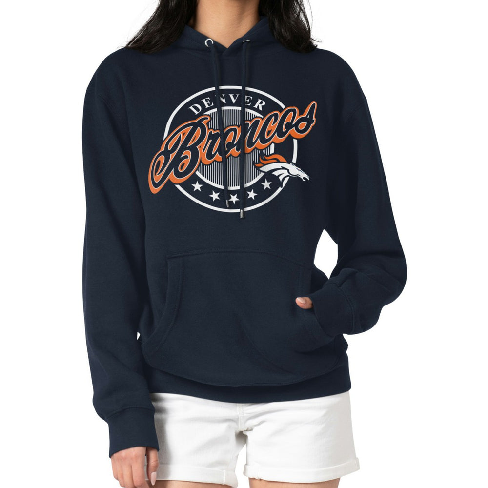 G-III 4Her by Carl Banks Women's Pinstripe Circle Fleece Pullover Hoodie - Denver Broncos