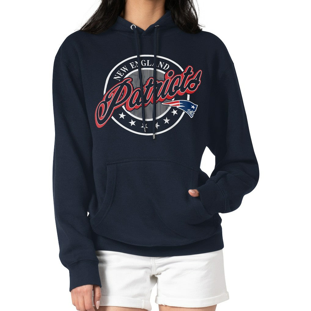 G-III 4Her by Carl Banks Women's Pinstripe Circle Fleece Pullover Hoodie - New England Patriots