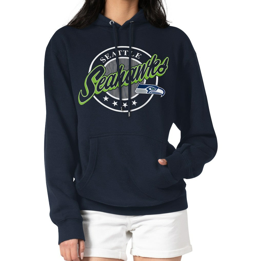 G-III 4Her by Carl Banks Women's Pinstripe Circle Fleece Pullover Hoodie - Seattle Seahawks
