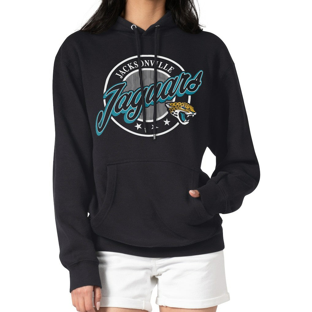 G-III 4Her by Carl Banks Women's Pinstripe Circle Fleece Pullover Hoodie - Jacksonville Jaguars
